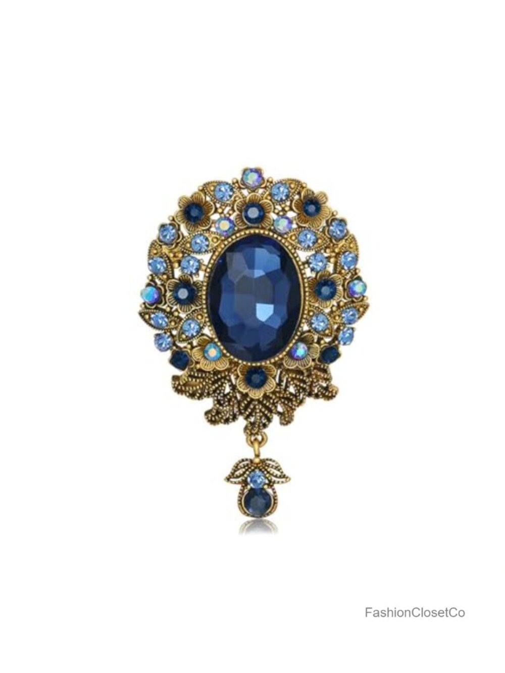 Victorian Austrian Crystal Teardrop Flower Brooch Pin for Clothes Hats Bags